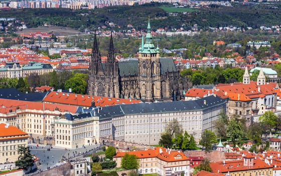 Prague Castle and Saint Vitus Cathedral, Czech Republic. Panoramic view