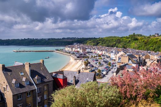 Cancale view, city in north of France known for oyster farming, Brittany.