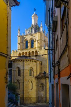 View of an alley and the Old Cathedral of Coimbra, Portugal