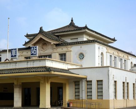 KAOHSIUNG, TAIWAN -- SEPTEMBER 13, 2018: The historic railway station of Kaohsiung was built in the 1940s during the period of the Japanese colonial rule.
