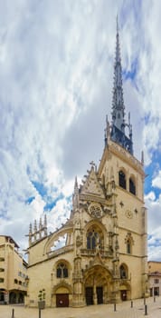 The facade of the church of Notre-Dame des Marais in Villefranche-sur-Saone, Beaujolais, Rhone department, France