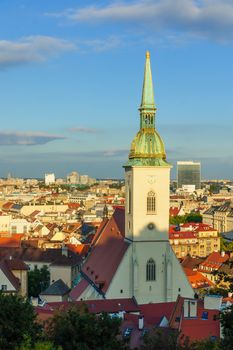 View of the city with St. Martins Cathedral, in Bratislava, Slovakia