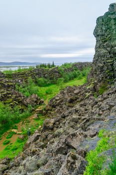 Rift valley landscape, in Thingvellir National Park, Iceland