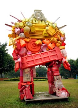 KAOHSIUNG, TAIWAN, DECEMBER 10: To promote evironmental awareness the National Science Museum displays sculptures made from plastic waste on its grounds on December 10, 2011 in Kaohsiung
