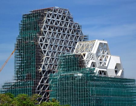 KAOHSIUNG, TAIWAN -- MAY 26, 2018: The new pop music center which is part of the Asia Bay Project is gradually taking shape.