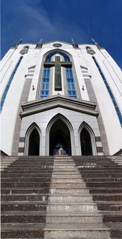 KAOHSIUNG, TAIWAN -- JUNE 10 , 2017: The Fengshan Presbyterian Church was founded in 1867. The present large building was completed in 2001.