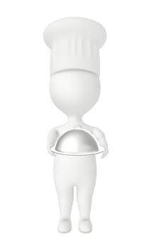 3d character , man chef with a dish - 3d rendering