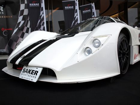 KAOHSIUNG, TAIWAN - FEBRUARY 24: To celebrate the opening of its Taiwan branch, Saker Sportscars demonstrates its RapX racing model on February 24, 2013 in Kaohsiung.