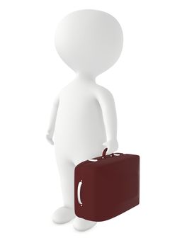 3d character , man with luggage bag- 3d rendering