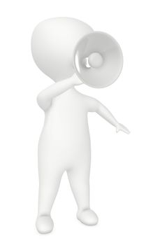 3d character holding a megaphone - 3d rendering