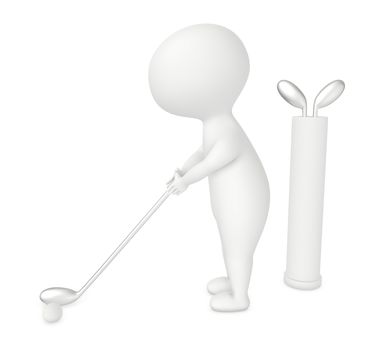 3d character , man golf player - 3d rendering