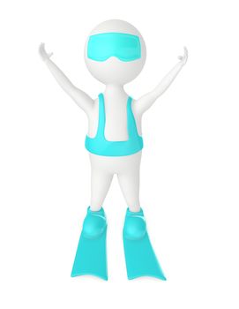 3d character , man wearing swimsuit- 3d rendering