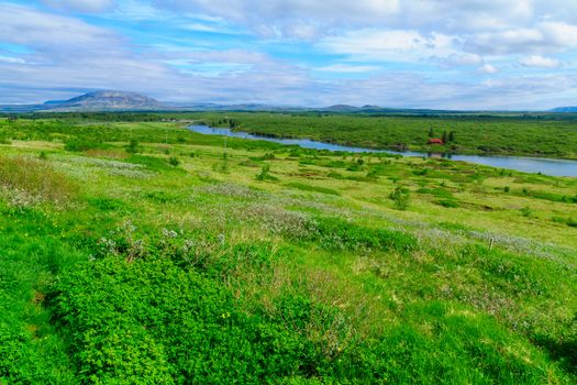 Landscape and the Olfusa River, in southern Iceland