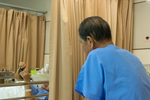 A patient in the hospital, Asian elderly man