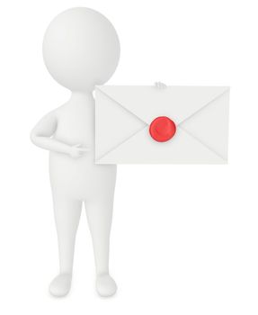 3d character , man with a envelope - 3d rendering