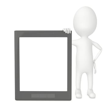 3d character presenting a smartphone - 3d rendering