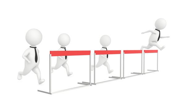 3d character , man , people jumped , jumping accross hurdle - 3d rendering