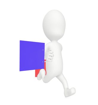 3d character running with bags on both of his hands- 3d rendering