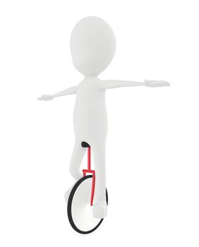 3d character balancing and riding a unicycle - 3d rendering