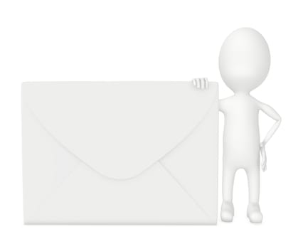 3d character , man holding a envelope- 3d rendering