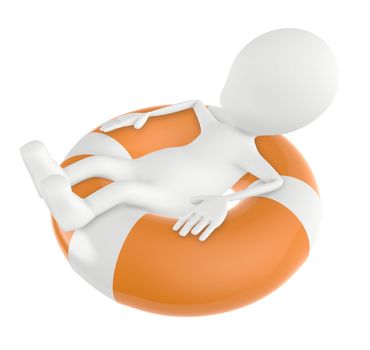 3d charaecter on float , relaxing - 3d rendering