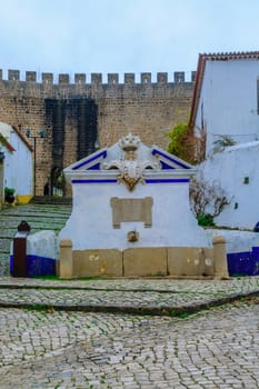 View of the old town and the walls, in Obidos, Portugal