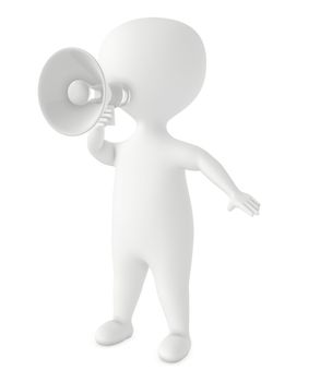 3d character holding a megaphone - 3d rendering