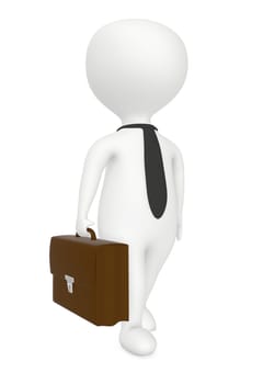 3d character , man wearing tie and holding briefcase , professional , worker- 3d rendering