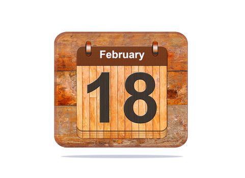 Calendar with the date of February 18.