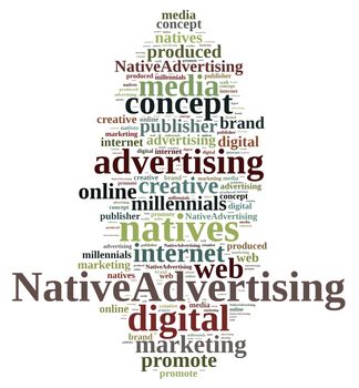 Illustration with word cloud on native advertising