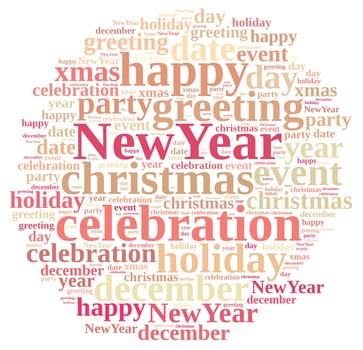 Illustration with word cloud about the New Year.