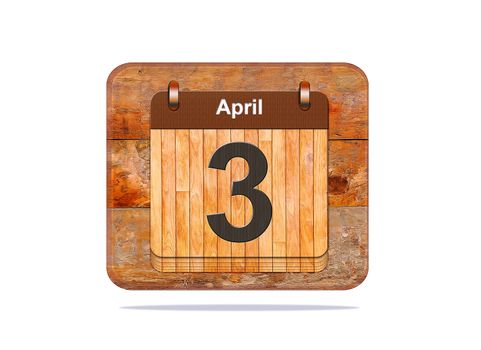 Calendar with the date of April 3.