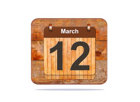 Calendar with the date of March 12.