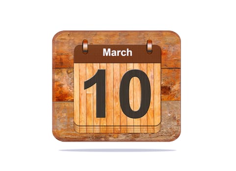 Calendar with the date of March 10.