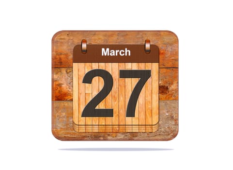 Calendar with the date of March 27.