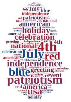 illustration with word cloud on July 4th party.