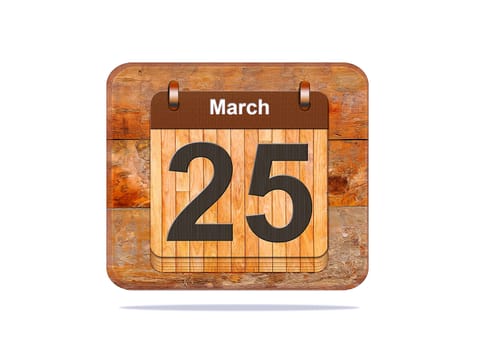 Calendar with the date of March 25.