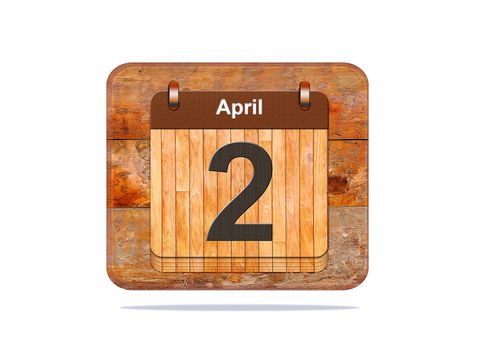 Calendar with the date of April 2.