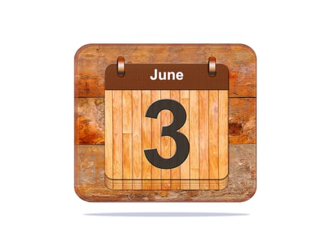 Calendar with the date of June 3.
