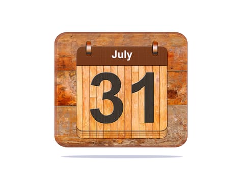 Calendar with the date of July 31.