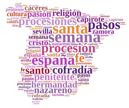 Tag cloud about Holy Week in Spain.