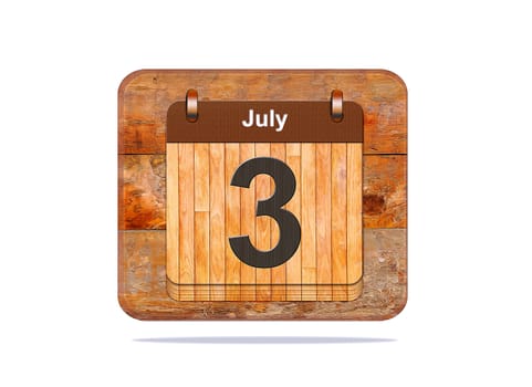 Calendar with the date of July 3.