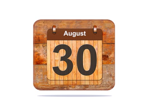Calendar with the date of August 30.