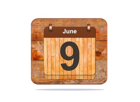 Calendar with the date of June 9.