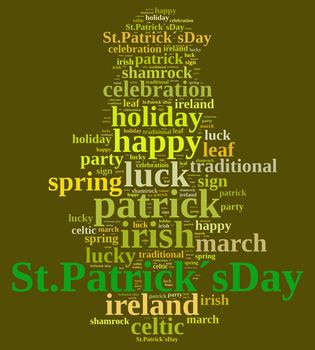 Illustration with word cloud on St. Patricks Day.