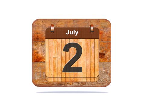 Calendar with the date of July 2.