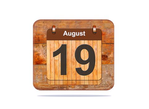 Calendar with the date of August 19.