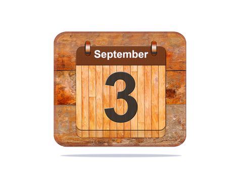 Calendar with the date of September 3.