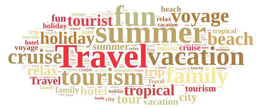 Illustration with word cloud on the subject travel