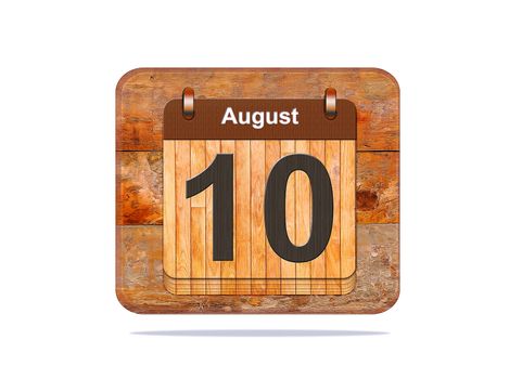 Calendar with the date of August 10.